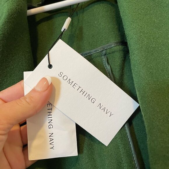Something Navy Wool Blend Double Breasted Coat Green Women’s - Picture 13 of 14